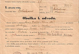 Obsílka k odvodu 15.3.1939