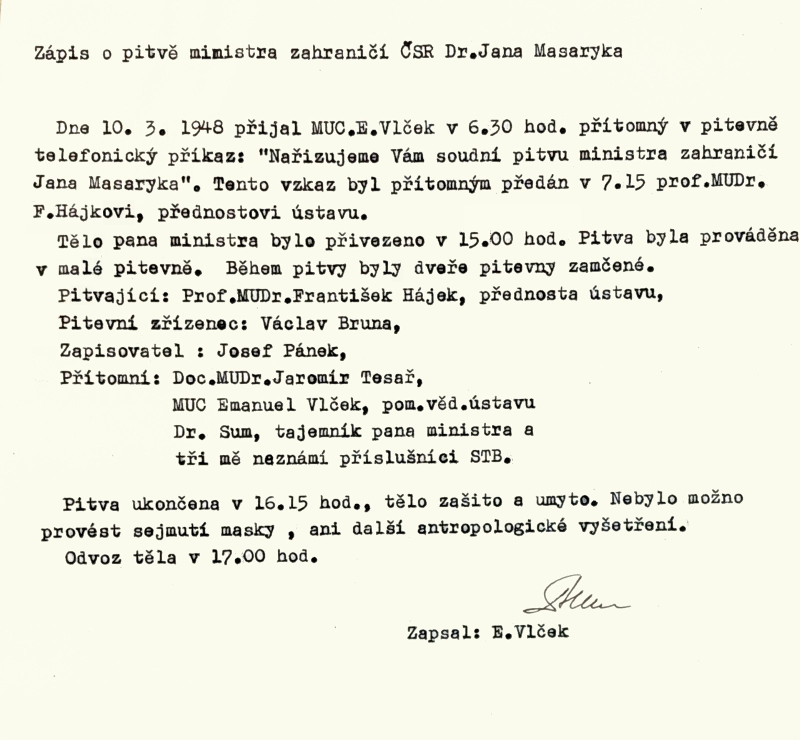 Zápis o pitvě Emanuela Vlčka